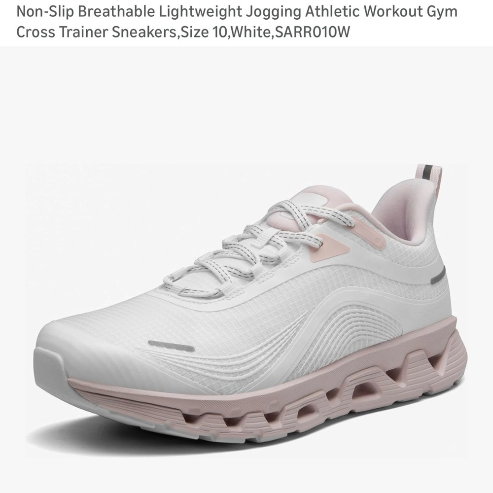 Women's White and Pink Athletic Sneakers